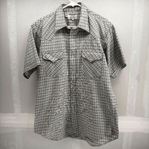Flying R‎ Ranchwear Ruddock Shirt Mens L Plaid Pearl Snap Western Made USA *